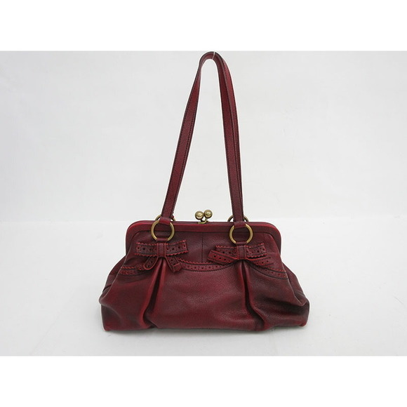 Miu Miu Ribbon Handbag Leather Red - Picture 2 of 8